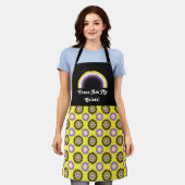 Tablier Drapeau de fierté Enby et arc-en-ciel avec texte / (Porté)