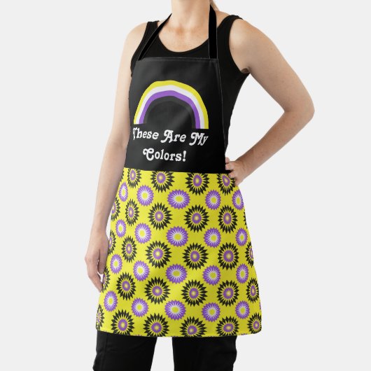 Tablier Drapeau de fierté Enby et arc-en-ciel avec texte / (Insitu)