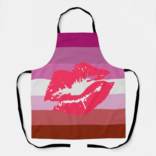 Tablier Drapeau de fierté lesbienne au rouge à lèvres (Recto)