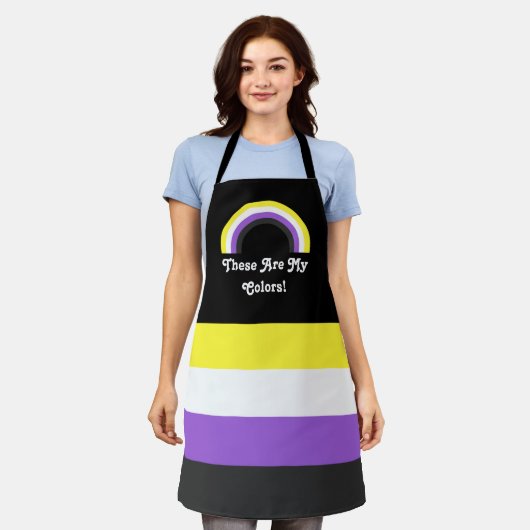 Tablier Drapeau de fierté non binaire et arc-en-ciel avec (Porté)