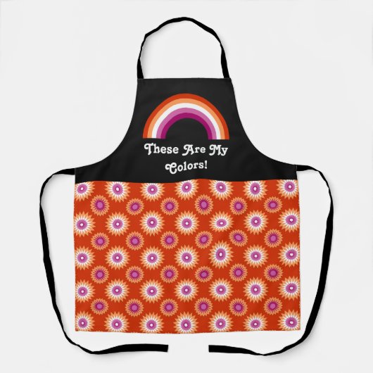 Tablier Drapeau de la fierté lesbienne et arc-en-ciel avec (Recto)