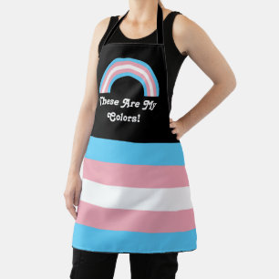 Tablier Drapeau de la fierté trans et arc-en-ciel avec tex