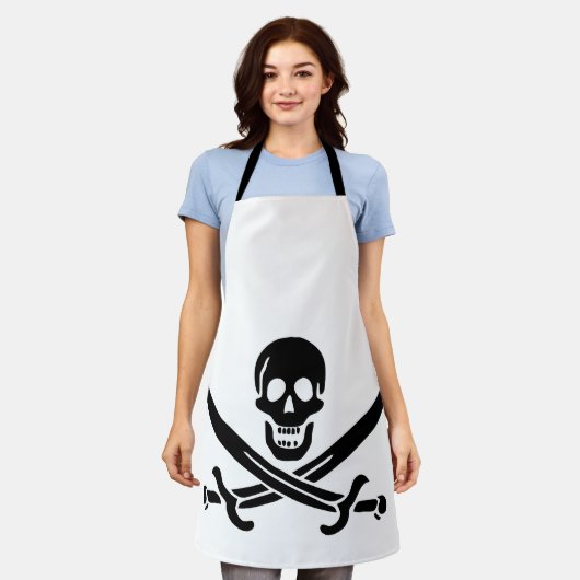 Tablier Drapeau de pirate Crâne croisé épées (Porté)