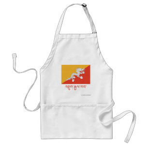 Tablier Drapeau du Bhutan avec le nom dans Dzongkha