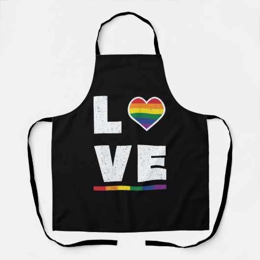 Tablier Drapeau Gay pride LGBTQ Distressed Grunge Love (Recto)