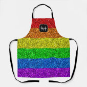 Tablier Drapeau LGBT vibrante parties scintillant arc-en-c (Recto)