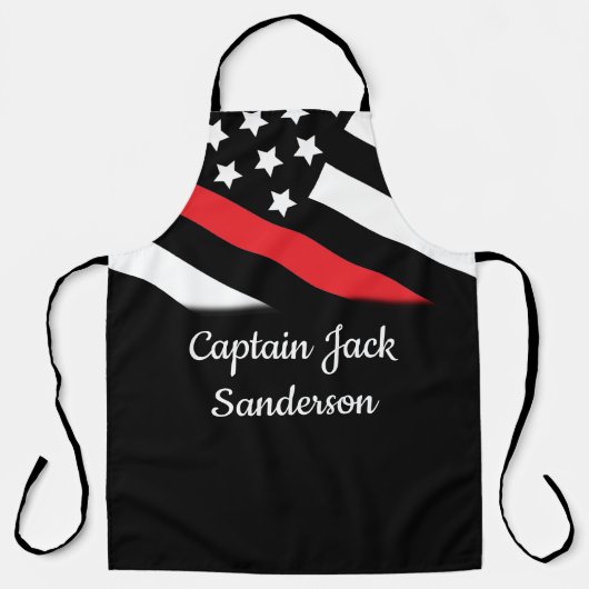 Tablier Drapeau patriotique pompier mince de la Ligne Roug (Recto)