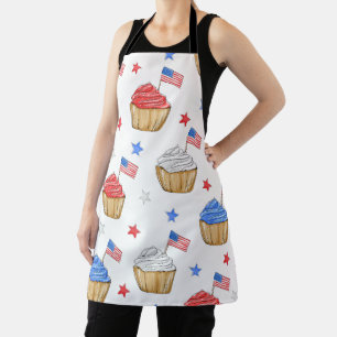 Tablier Drapeau Patriotique Rouge Blanc Bleu Cupcake Étoil