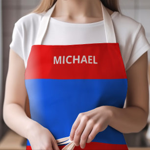 Tablier Drapeau rouge blanc et bleu Porto Rico avec nom