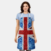 Tablier Drapeau rouge bleu blanc brillant parties scintill (Porté)