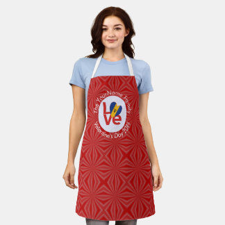 Tablier Drapeau Rouge LOVE Barbadien Personnalisé 