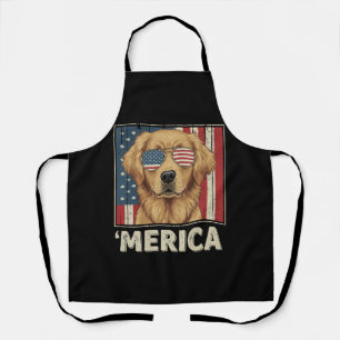 Tablier Drapeau vintage Golden Retriever 'Merica
