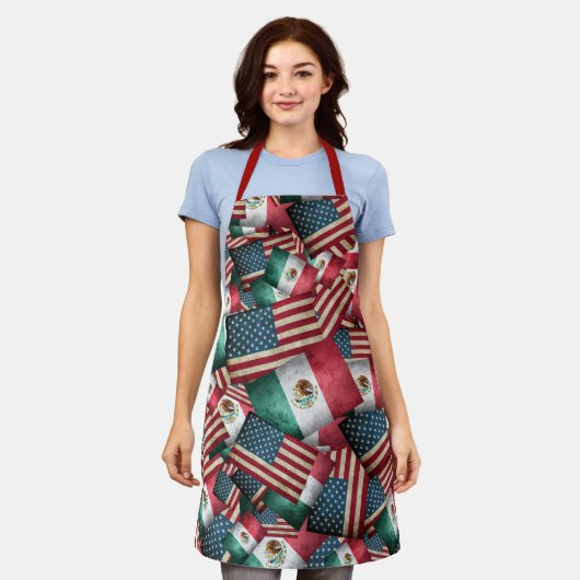 Tablier Drapeaux Mexicains Américains (Porté)