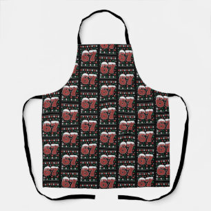 Tablier Drôle 67 Six Sept Mème Cringe Noël Carreaux Rouges
