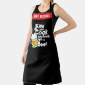 Tablier Drôle Black Chef Apron, Kiss the Cook Humour (Insitu)
