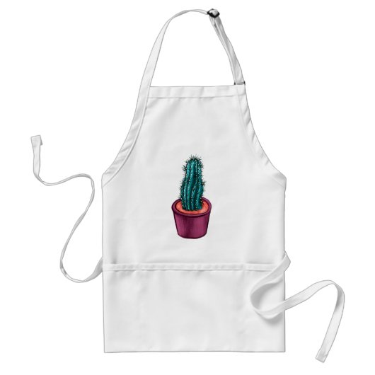 Tablier Drôle Cactus En Pot Étrange Trippy Psychedélique (Devant)
