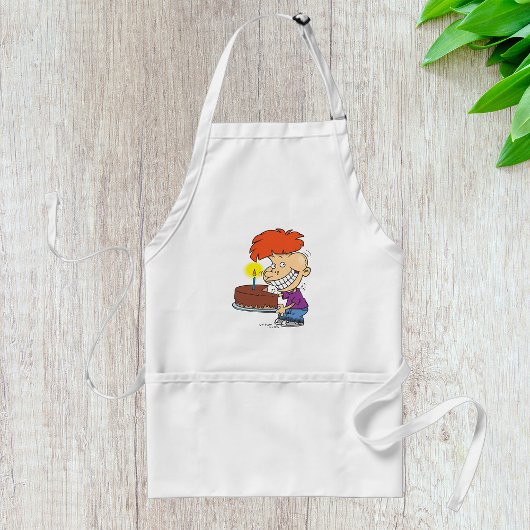 Tablier Drôle caricaturiste avec gâteau d'anniversaire au 