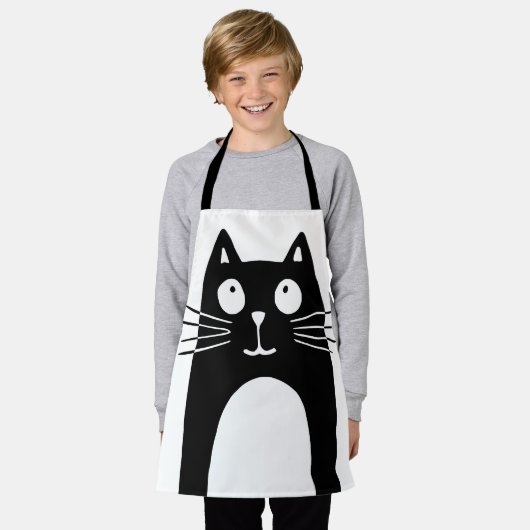 Tablier Drôle chat noir levrette (Porté)