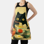 Tablier Drôle chat noir manger Ramen (Insitu)