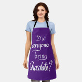 Tablier Drôle Citation manuscrite au chocolat Humour pourp (Porté)