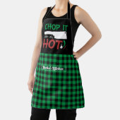 Tablier Drôle Cuisine Chef Chop It Black Green Plaid (Insitu)
