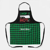 Tablier Drôle Cuisine Chef Chop It Black Green Plaid (Recto)