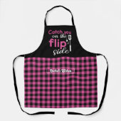 Tablier Drôle Cuisine Pun Flip Côté Noir Rose Plaid (Recto)