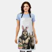 Tablier Drôle de Bigfoot Œuf de Pâques Rock Sasquatch Jour (Porté)