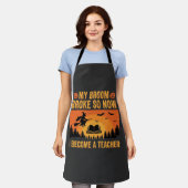 Tablier Drôle de professeur d'Halloween Balai cassé Design (Porté)