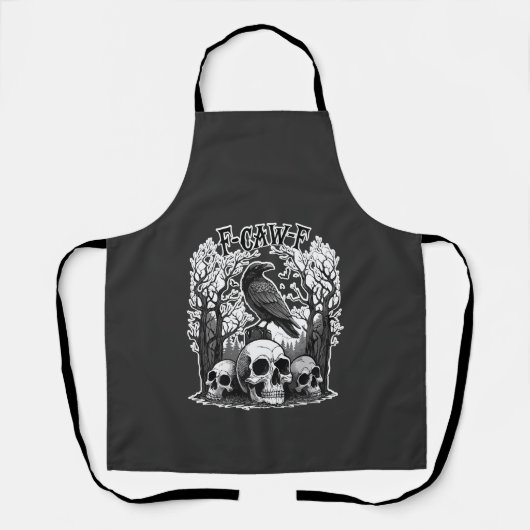 Tablier Drôle F Caw F Raven Halloween (Recto)
