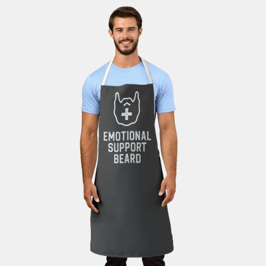 Tablier Drôle Homme's Emotional Support Beard Joke Gift (Porté)