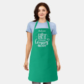 Tablier Drôle Hot Stuff Typographie Dark Green Apron (Porté)