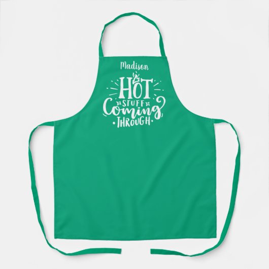 Tablier Drôle Hot Stuff Typographie Dark Green Apron (Recto)