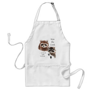 Tablier Drôle, Kiss the Cook Cute Raccoon Humour Citation