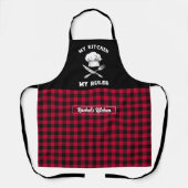 Tablier Drôle Ma Cuisine Mes Règles Motif Rouge Noir Plaid (Recto)