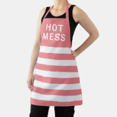 Tablier Drôle Mess Hot Dit Pink White Stripes (Insitu)