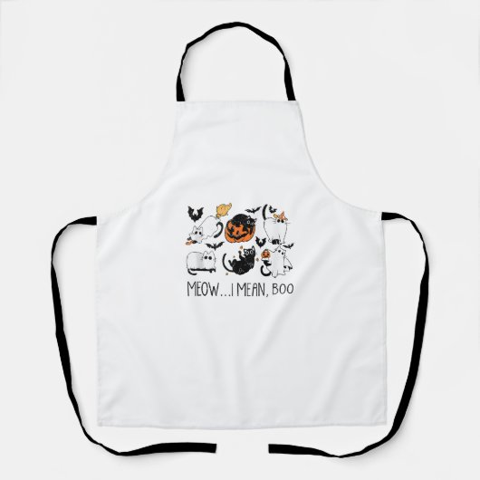 Tablier Drôle mignon chat Ghost Halloween Meow Je veux dir (Recto)