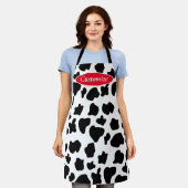 Tablier Drôle noir et blanc vache tache cuisine motif (Porté)