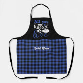 Tablier Drôle Pain de cuisson Noir Bleu Plaid Motif (Recto)