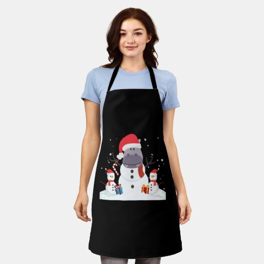 Tablier Drôle Père Noël Hippo Noël Snowman cadeau Noël (Porté)