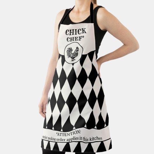 Tablier Drôle poulet noir et blanc cassé (Insitu)