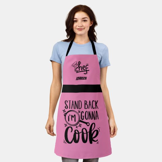 Tablier Drôle Stand Back Je vais Cuisiner Nom (Porté)