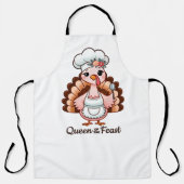 Tablier Drôle Thanksgiving Turquie - Reine de la fête (Recto)