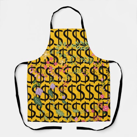 Tablier Duo Ton Dollar $igne Fleurs Jaunes (Recto)