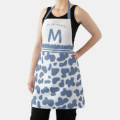 Tablier Dusty Blue Custom Name & Monogram Cow Motif (Insitu)