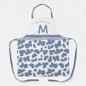 Tablier Dusty Blue Custom Name & Monogram Cow Motif (Recto)