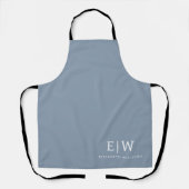 Tablier Dusty Blue minimaliste moderne Monogramme élégant (Recto)