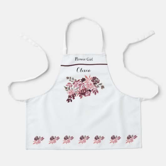 Tablier Dusty Rose Bourgogne Fleur Girl Apron (Recto)