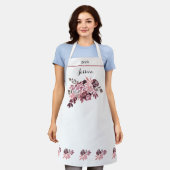 Tablier Dusty Rose Bourgogne Floral Apron Pour Mariée (Porté)