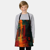Tablier Eau Orange Rouge Bleu moderne Art Abstrait Motif (Porté)
